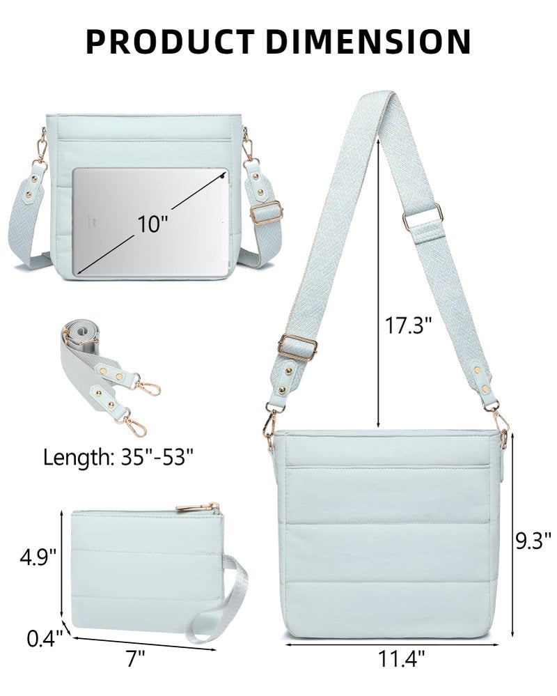 BAVERGE Purses for Women 2PCS Puffer Quilted Crossbody Shoulder Hobo Bags Trendy Ladies Handbag with Coin Wallet 2 Adjustable Straps - Image 3