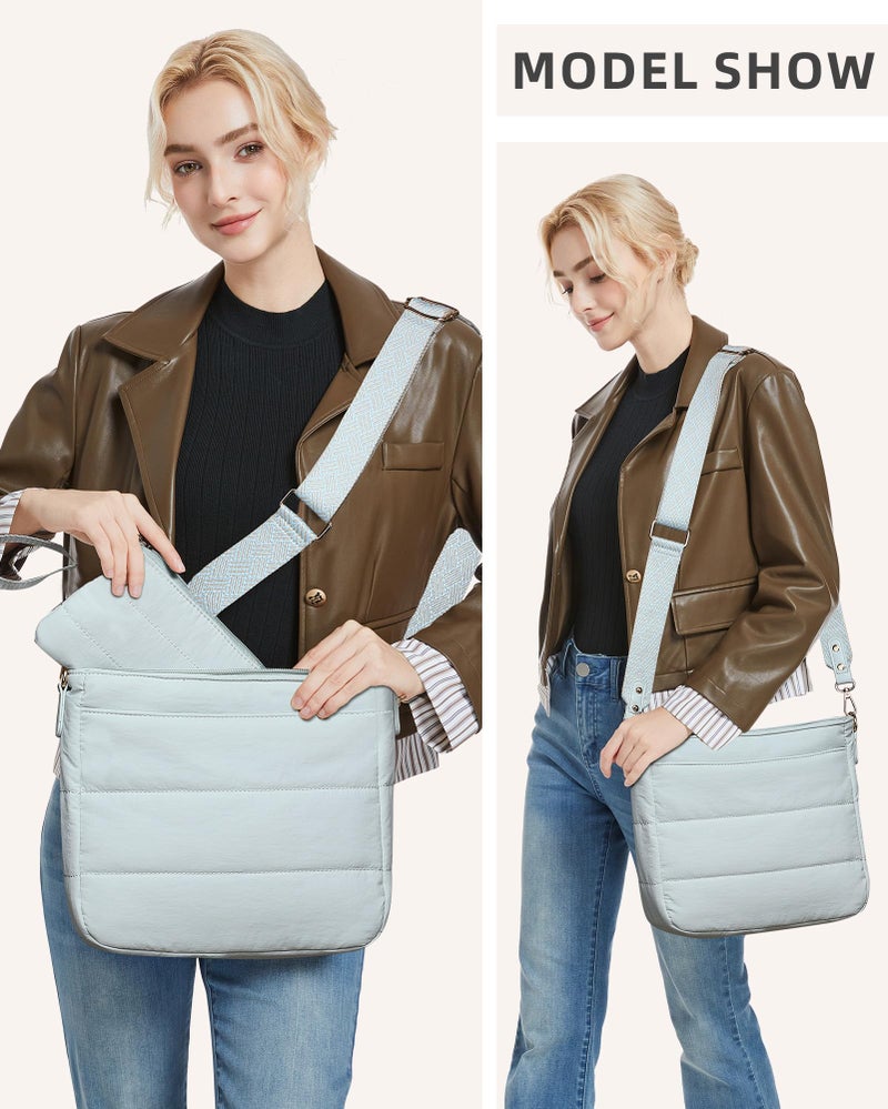BAVERGE Purses for Women 2PCS Puffer Quilted Crossbody Shoulder Hobo Bags Trendy Ladies Handbag with Coin Wallet 2 Adjustable Straps - Image 2