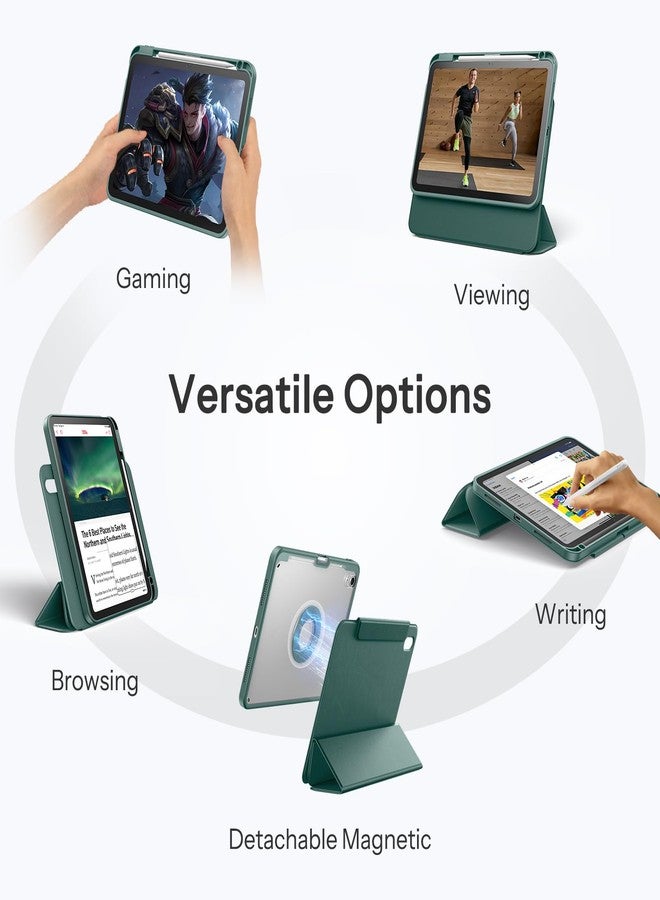 SPARIN Hybrid Case for iPad 10th Generation 10.9 inch with Pencil Holder 2022, Detachable Magnetic Protective Tri-fold Stand for iPad Case 10th Generation, Clear Back Cover-Midnight Green - Image 3