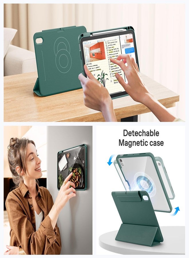 SPARIN Hybrid Case for iPad 10th Generation 10.9 inch with Pencil Holder 2022, Detachable Magnetic Protective Tri-fold Stand for iPad Case 10th Generation, Clear Back Cover-Midnight Green - Image 4