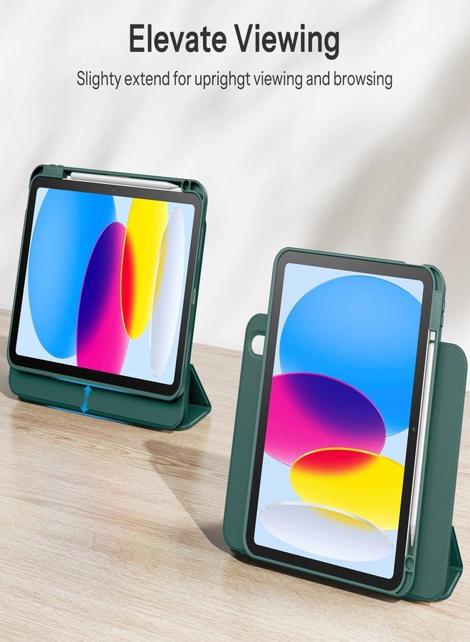 SPARIN Hybrid Case for iPad 10th Generation 10.9 inch with Pencil Holder 2022, Detachable Magnetic Protective Tri-fold Stand for iPad Case 10th Generation, Clear Back Cover-Midnight Green - Image 5