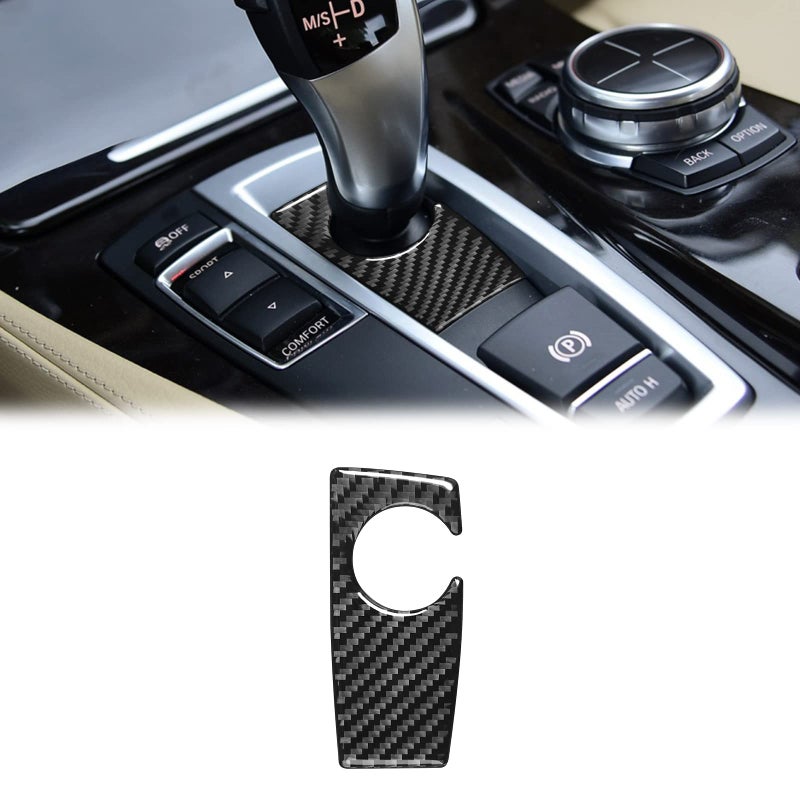 SUNJIKA Compatible with Carbon Fiber Center Consoles Gear Shifter Box Panel Cover Trim Interior for BMW 5 Series X3 F25 F10 F11 F18 5GT 520i 525i 528i 530i 535i 20112017 Black 1PCS