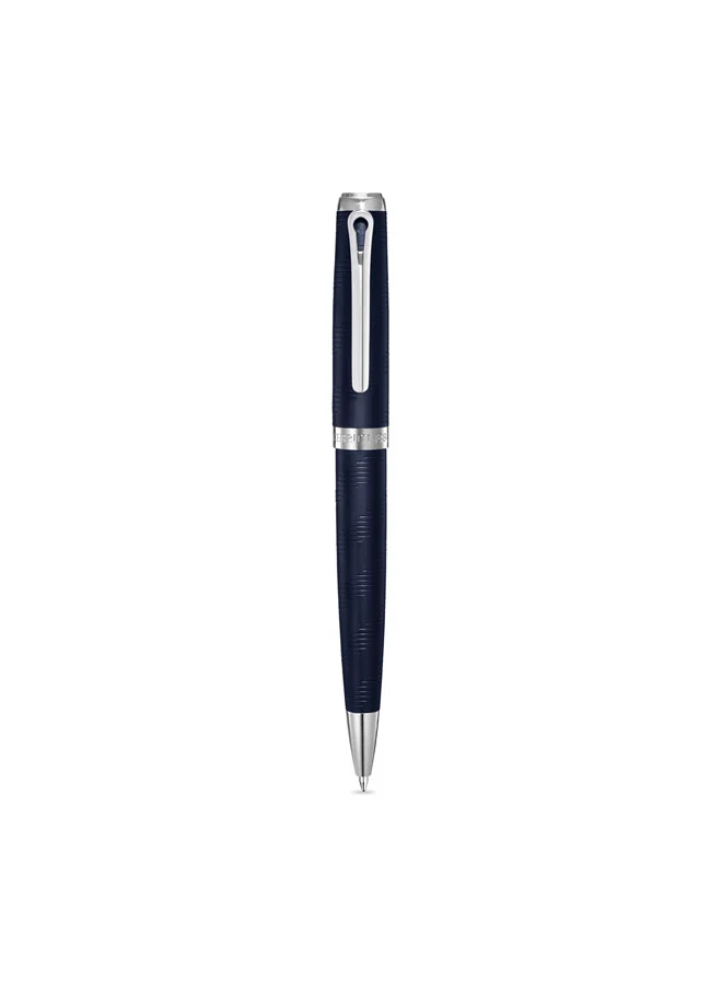 CERRUTI 1881 Ugo Stainless Steel Trims Twist Ballpoint Pen for Men, Blue Ink