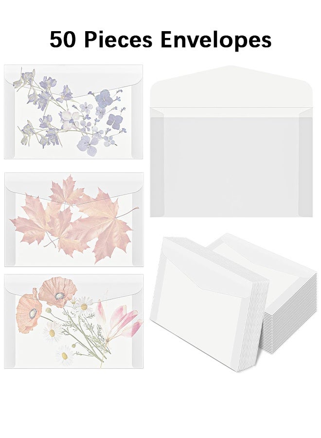 Wffo 50 Pieces Envelopes - Translucent Paper Envelopes - 4 × 2.8 Inch Translucent Glassine Envelope Self Sealing Mini Clear Envelopes Holders for Seeds Coin Stamp Collecting Lottery Ticket Gift Card Wedding Invitation - Image 1