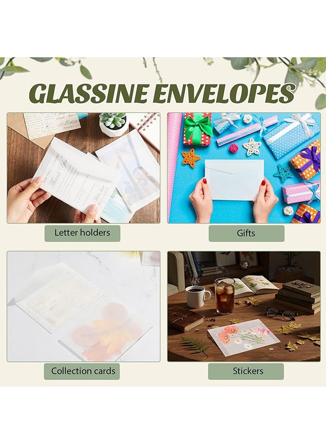 Wffo 50 Pieces Envelopes - Translucent Paper Envelopes - 4 × 2.8 Inch Translucent Glassine Envelope Self Sealing Mini Clear Envelopes Holders for Seeds Coin Stamp Collecting Lottery Ticket Gift Card Wedding Invitation - Image 4