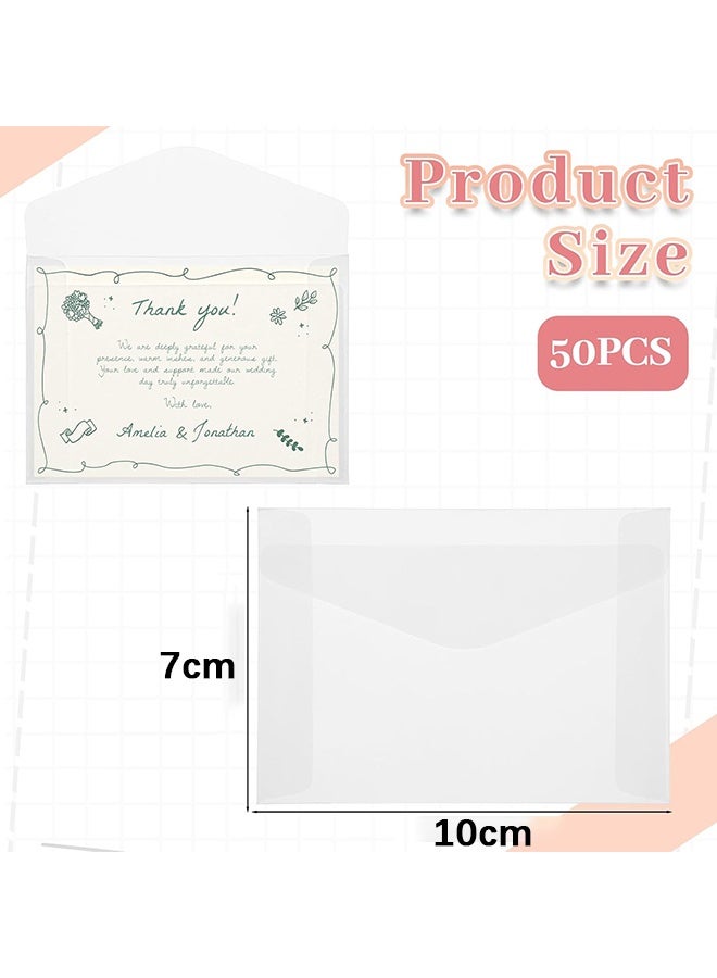 Wffo 50 Pieces Envelopes - Translucent Paper Envelopes - 4 × 2.8 Inch Translucent Glassine Envelope Self Sealing Mini Clear Envelopes Holders for Seeds Coin Stamp Collecting Lottery Ticket Gift Card Wedding Invitation - Image 2