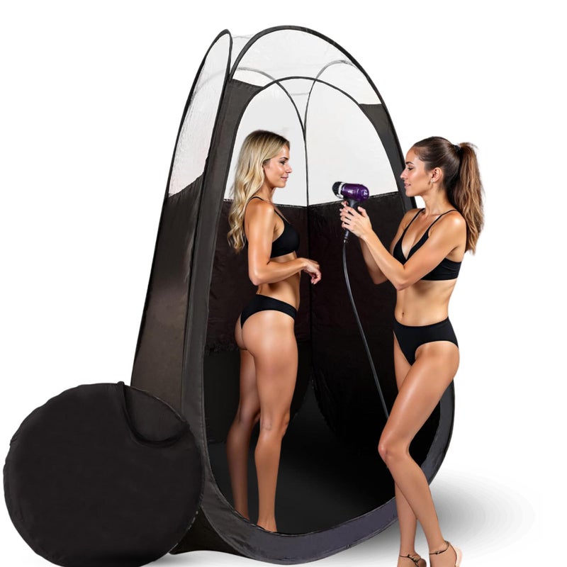 KobbTan Large Deluxe Spray Tan Tent â€“ Pop Up Tent Portable Tanning Booth with Carry Case â€“ Clear Window for Perfect Spray Tanning â€“ Extraction Fan Opening â€“ Easy Clean Spray Tan for Home & Salon - Image 1