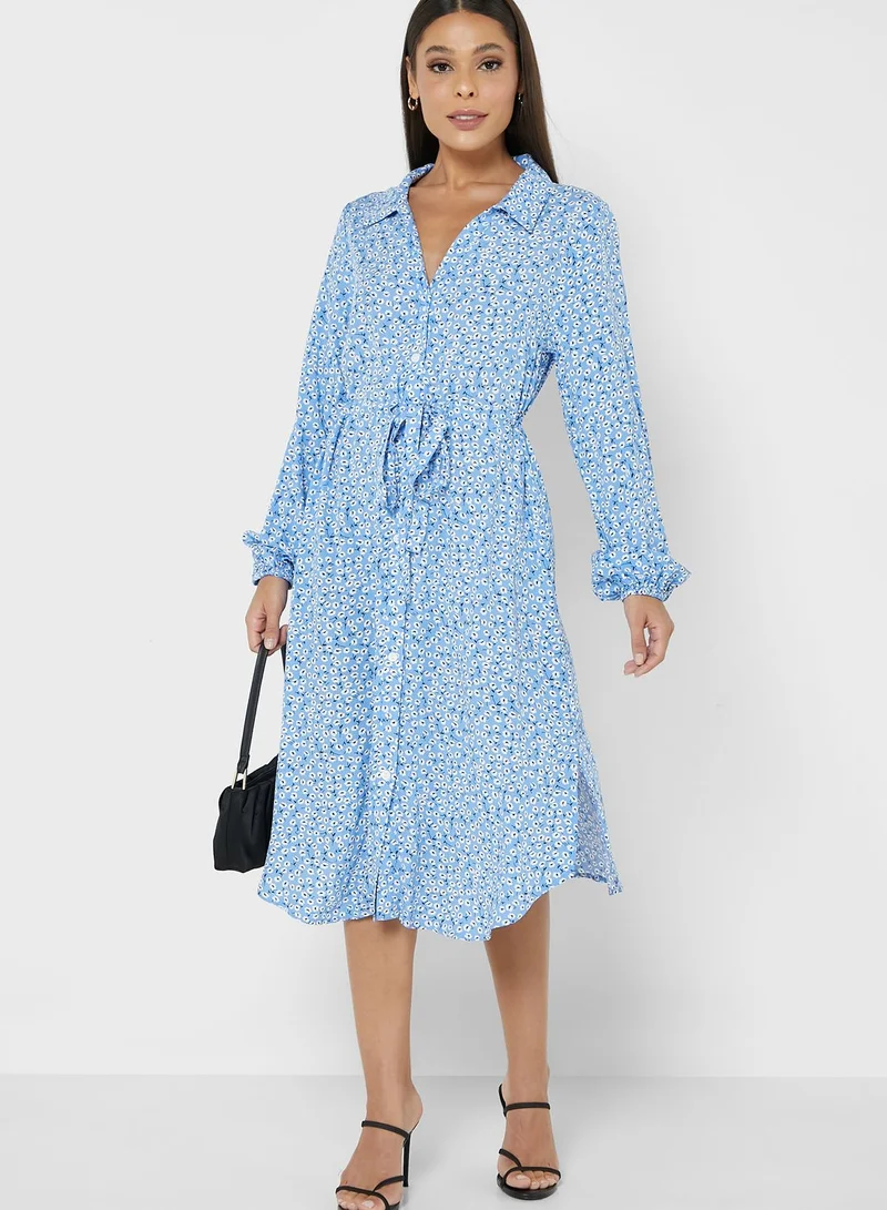 ELLA Belted Button Down Dress