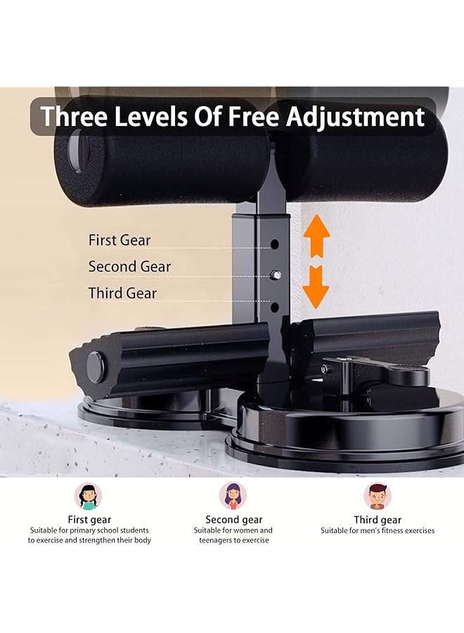 EqiEch Sit Up Bar Floor Sit Ups Equipment Sit Up Bar With 2 Strong Suction Cups &Adjustable Foot Holder For Home Workout Abdominal Muscle Training - Image 4