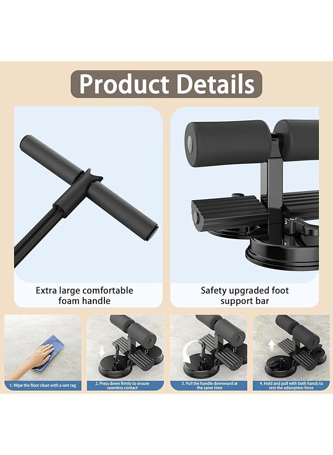 EqiEch Sit Up Bar Floor Sit Ups Equipment Sit Up Bar With 2 Strong Suction Cups &Adjustable Foot Holder For Home Workout Abdominal Muscle Training - Image 5