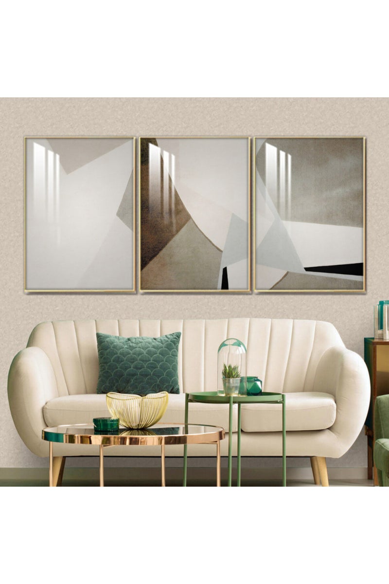 Marktna Three wooden wall painting with a frame and a clear acrylic layer - Image 1
