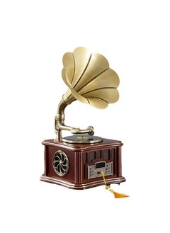 General Retro phonograph living room European solid wood ornament vinyl record player old-fashioned record player creative bluetooth, small stereo  - Image 1