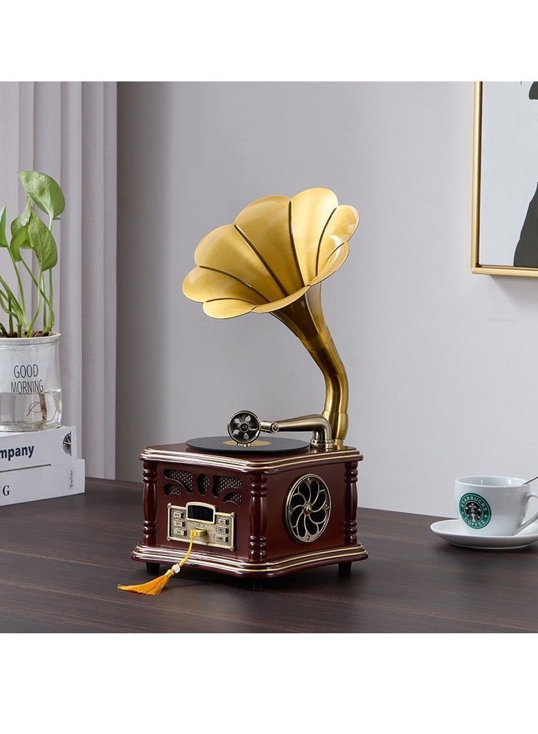 General Retro phonograph living room European solid wood ornament vinyl record player old-fashioned record player creative bluetooth, small stereo  - Image 2