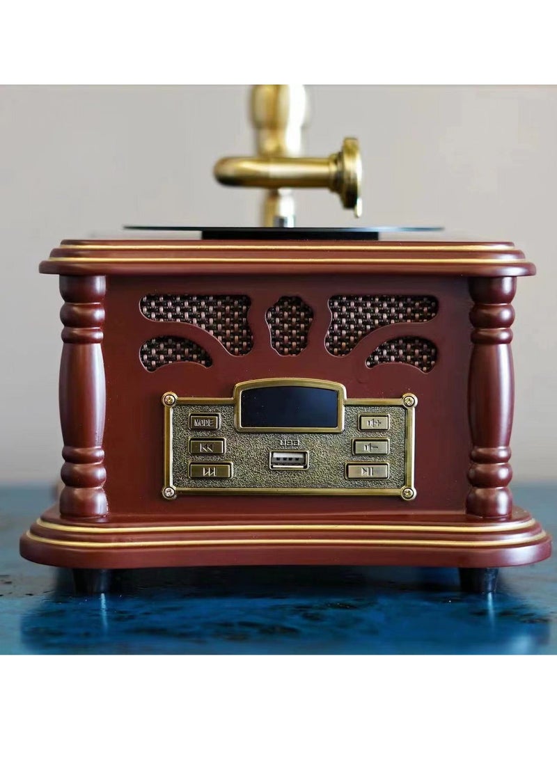 General Retro phonograph living room European solid wood ornament vinyl record player old-fashioned record player creative bluetooth, small stereo  - Image 3