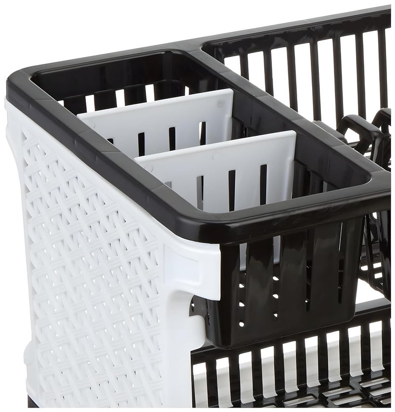 Home Stuffs Plastic 2Layer Dish Rack Plastic with Drainage Tray Large Capacity for 12 Plates 6 Cups Utensil Holder Compact Kitchen Organizer for Drying Dishes AntiRust and SpaceSaving Design - Image 5