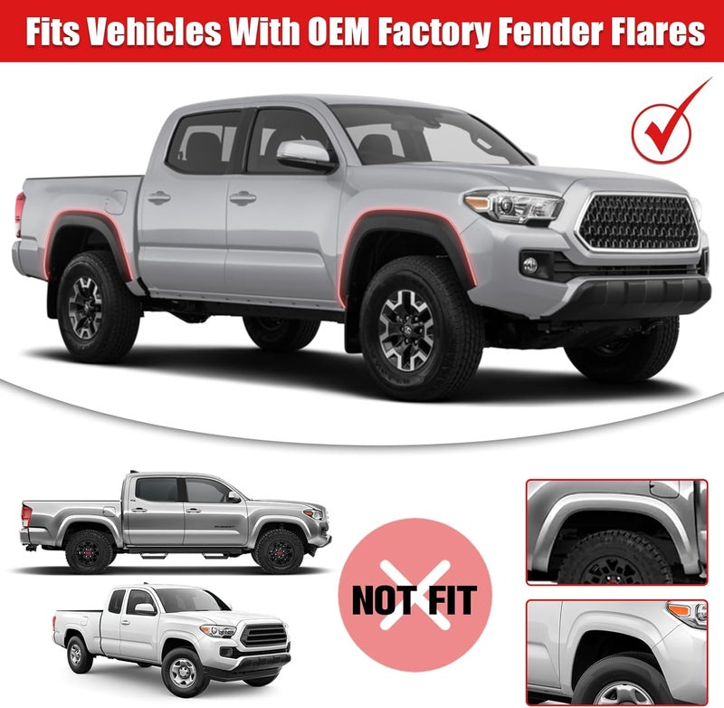 LINKCRO Mud Flaps for Toyota Tacoma 2005-2015 - Front and Rear Mud Guards with Fender Flares - Image 2