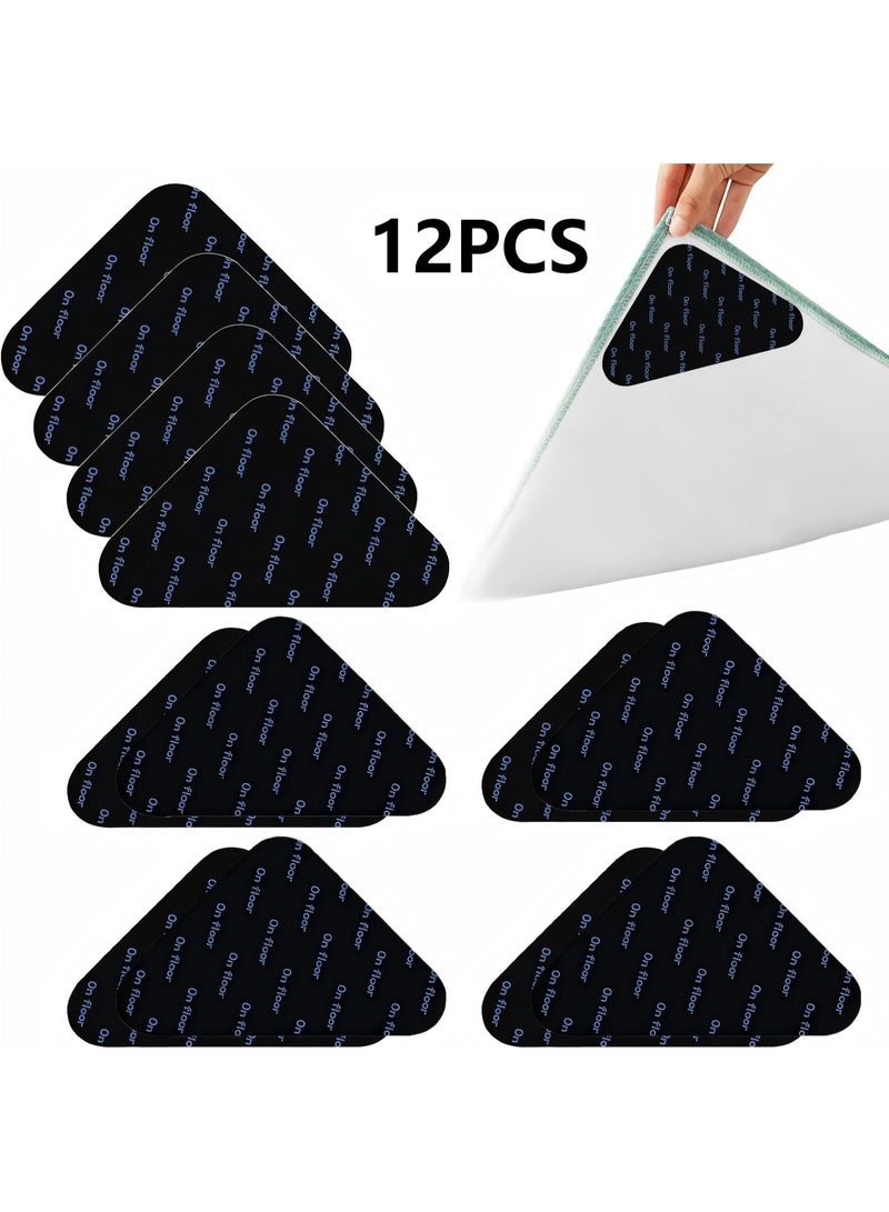 Upgraded carpet tape, non-slip carpet mat, suitable for hardwood and tile floors, reusable carpet tape, double-sided adhesive carpet stickers, keeps carpet edges smooth (12 triangles). - Image 1