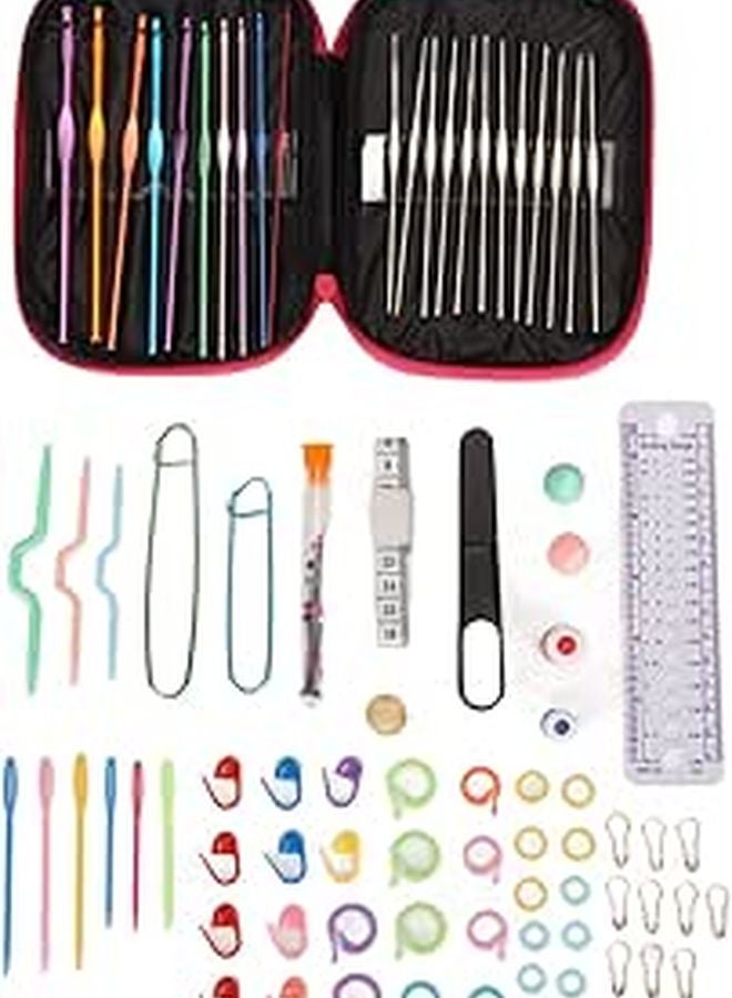 100 Pcs Ergonomic Crochet Hooks Set with Storage Case DIY Knitting Craft Kit for Beginners - Image 1