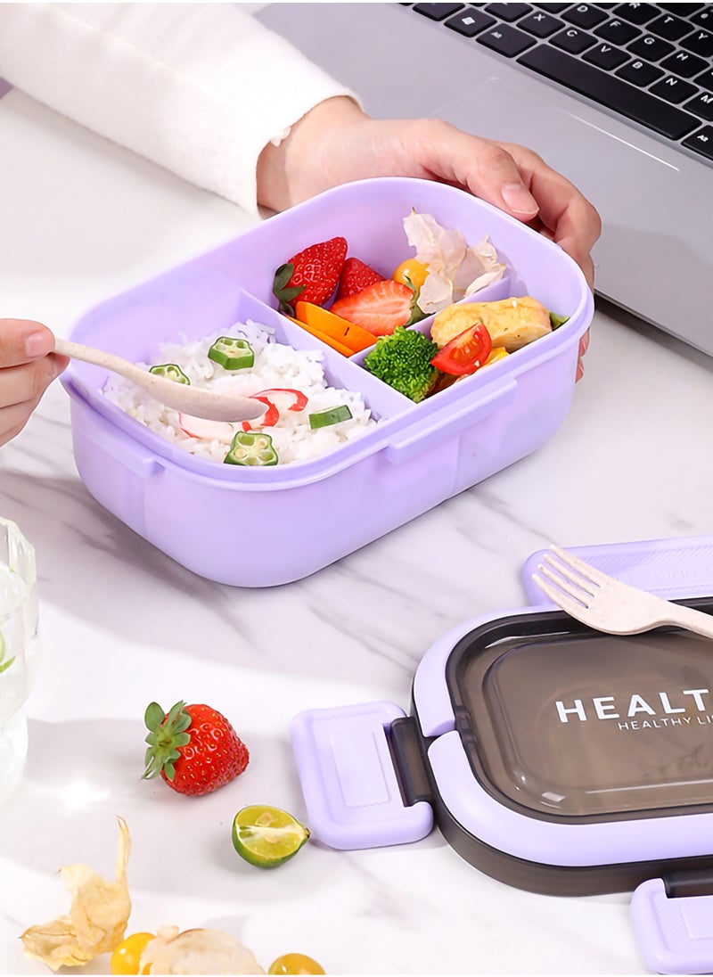 YAH HealthyLife Bento Lunch Box with Sauce Box - BPA-Free, Leak-Proof, 2 Stackable Layers with 6 Compartments, Microwave & Dishwasher Safe, Includes Cutlery & Handle for Easy Carrying