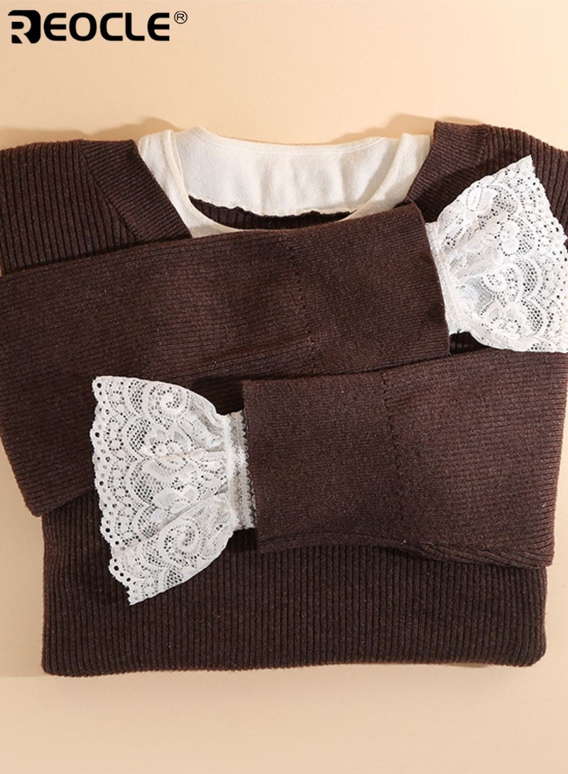 REOCLE Women's Wrist Cuffs Romantic Floral Lace Fingerless Cuffs Intricate Pattern & Scalloped Edge Design for Feminine Outfit Layering - Image 4