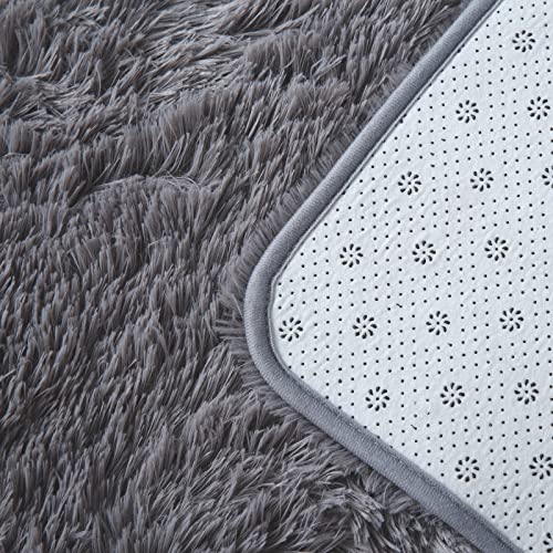 CAIYUECS Area Rugs for Bedroom Living Room: 4x6 Grey Fuzzy Shag Shaggy Rug - Soft Plush Furry Bedside Dorm Throw Rug - Indoor Floor Carpet for Kids Girls Boys Home,Dark Gray - Image 3