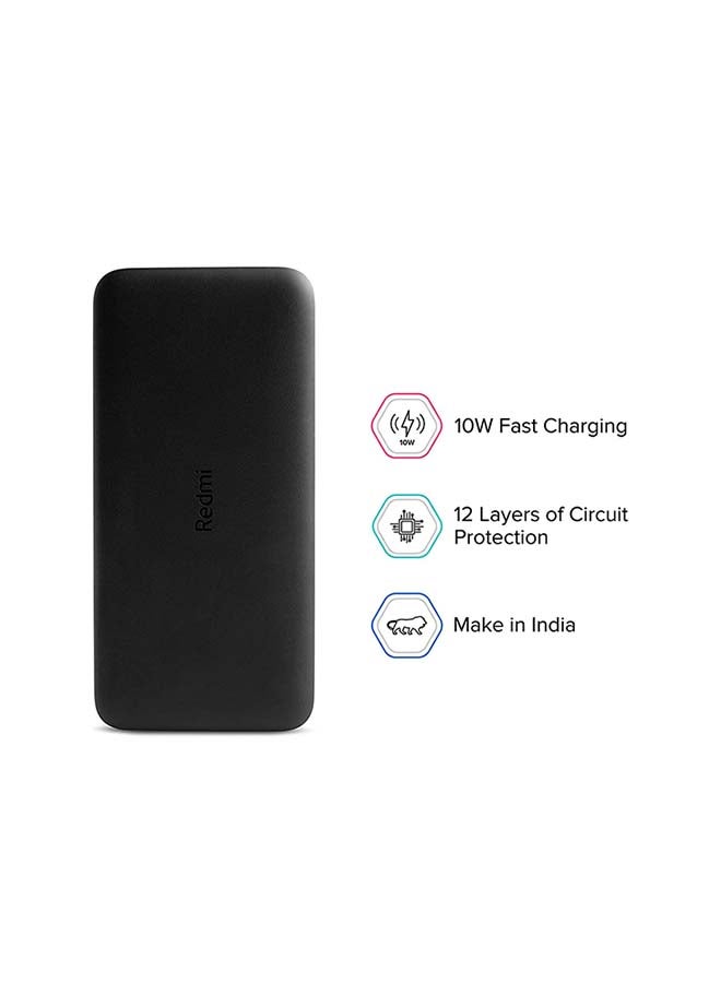 Xiaomi Redmi 10000 mAh Fast Charging Slim Power Bank (10W Charging, Dual Ports) Black - Image 2