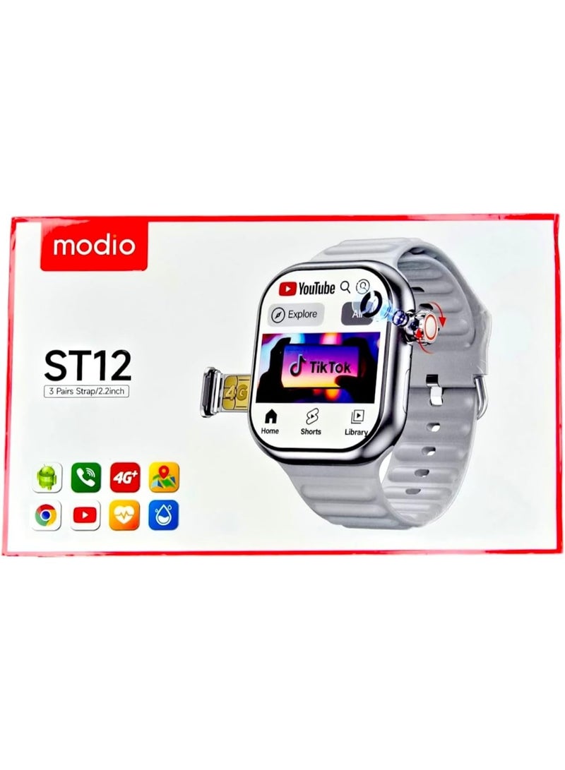 Modio ST12 Smartwatch with 2.2-inch Full HD Display and 3 Interchangeable Straps - Image 1