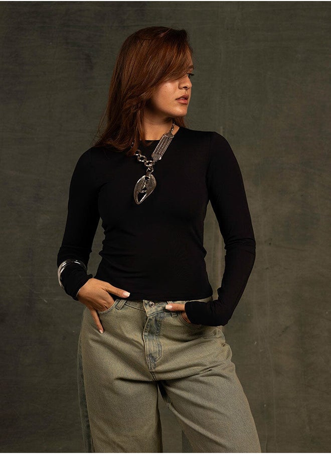In Your Shoe Black Long Sleeve Top  - Image 1