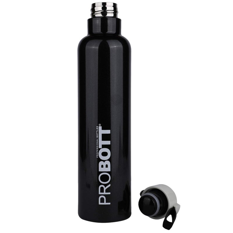 PROBOTT Probott Bang 750ml Thermoses Vacuum Insulated Flask Bottle, Stainless Steel Water Bottles, Screw Cap | Hot and Cold | Leak Proof | Pack of 2 | Shiny Black+Baby Blue  - Image 2