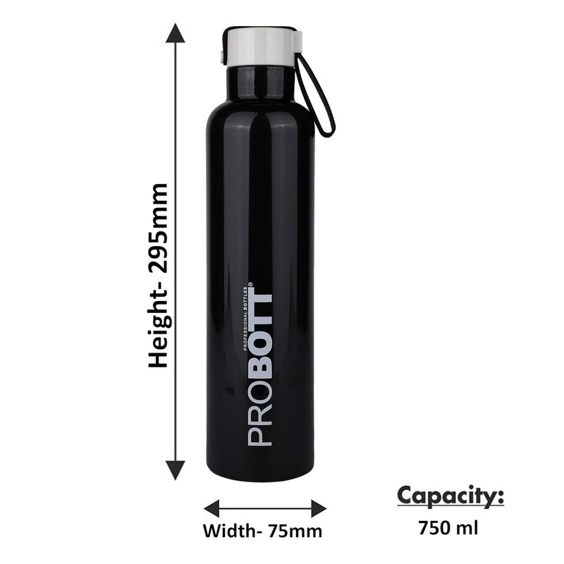 PROBOTT Probott Bang 750ml Thermoses Vacuum Insulated Flask Bottle, Stainless Steel Water Bottles, Screw Cap | Hot and Cold | Leak Proof | Pack of 2 | Shiny Black+Baby Blue  - Image 4