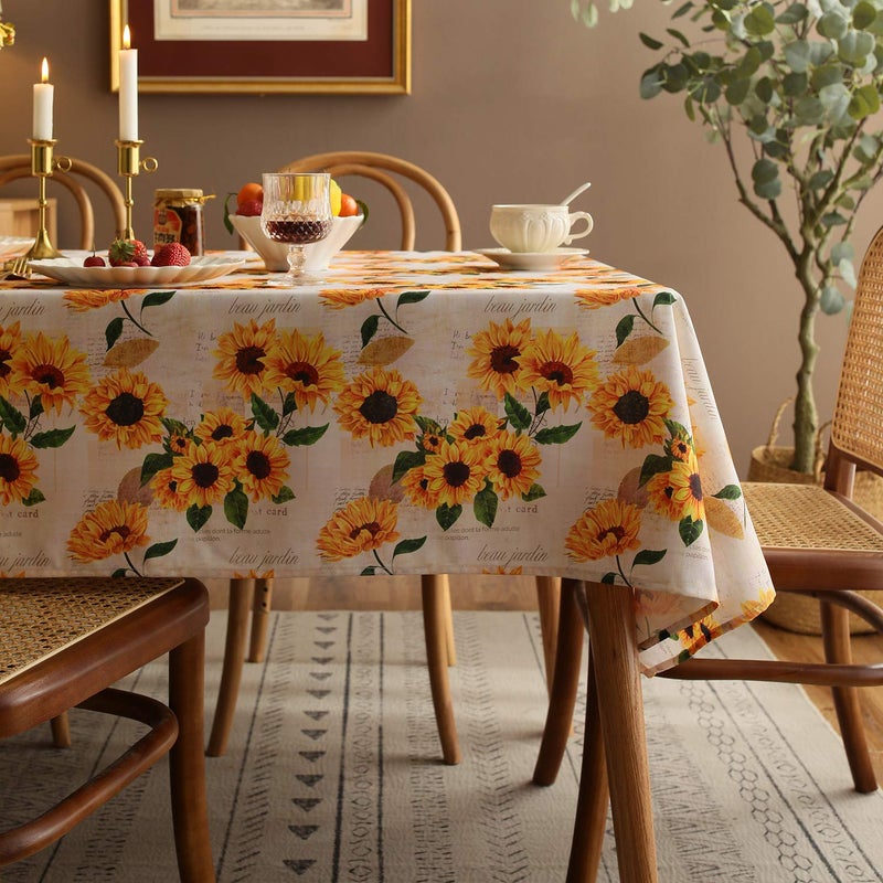 Joyfol Day Sunflower TableclothOrange Floral Table Cloth for Rectangle TablesWaterproof Resistant Flower Table Cover for Kitchen Dining Room60 X 84 INCH