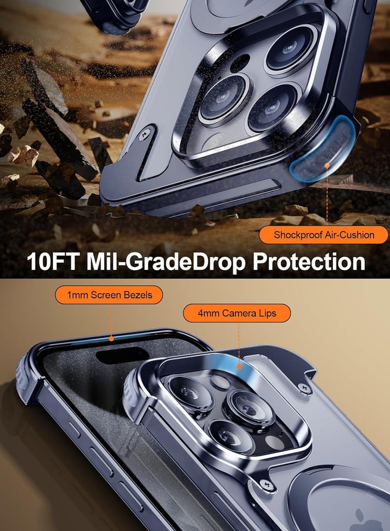 Excefore Translucent Magnetic Shockproof for iPhone 15 Pro Max Case with Magsafe, [Aerospace Grade Protection] Anti-Scratch Anti-Fingerprint Aluminum Shells with Built-in Kickstand Slim Case - Image 3