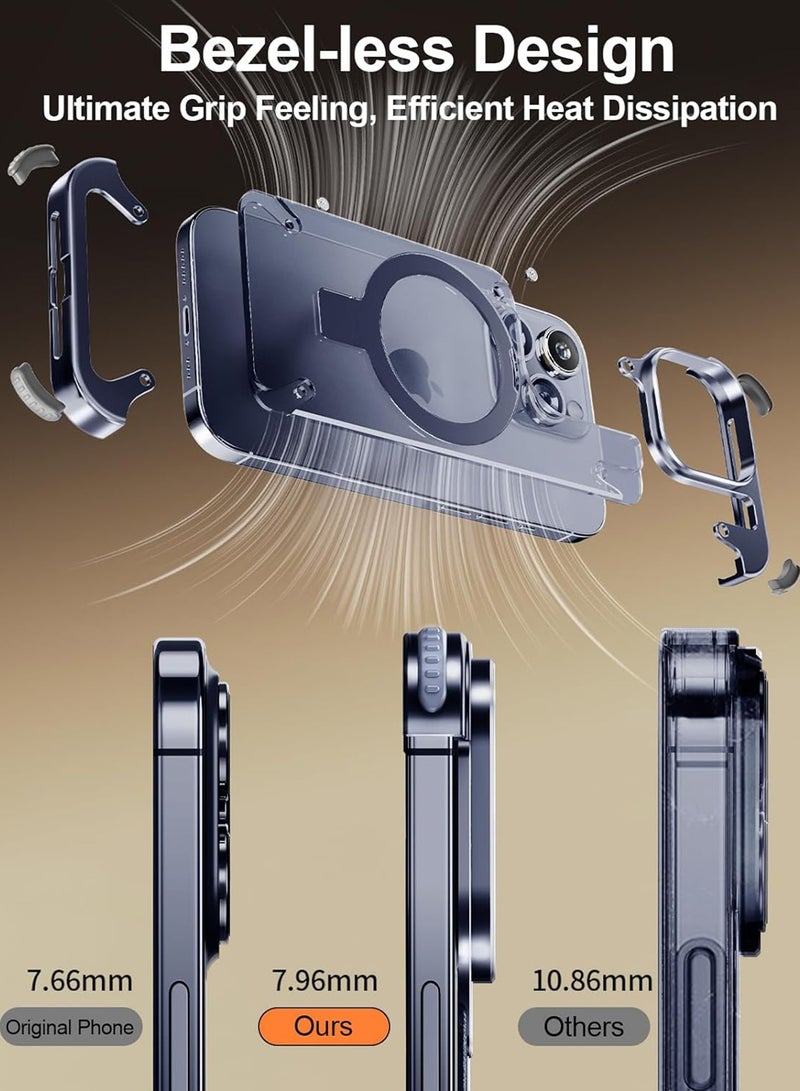 Excefore Translucent Magnetic Shockproof for iPhone 15 Pro Max Case with Magsafe, [Aerospace Grade Protection] Anti-Scratch Anti-Fingerprint Aluminum Shells with Built-in Kickstand Slim Case - Image 5