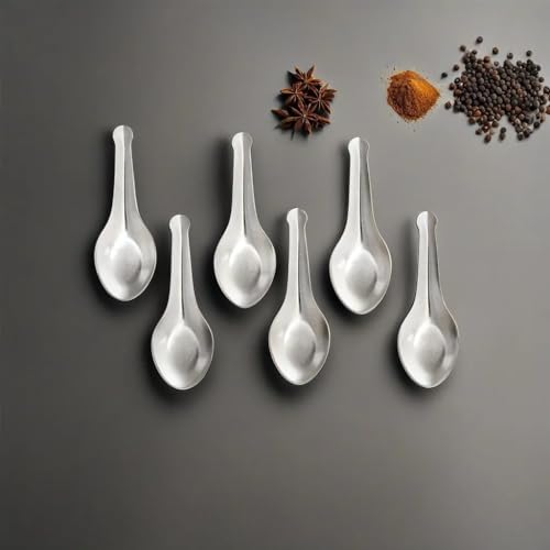 HAZEL Stainless Steel Small Masala Spoon | Mini Spoon Perfect For Spices And Condiments, Set Of 6, 8.8 Cm - Image 1
