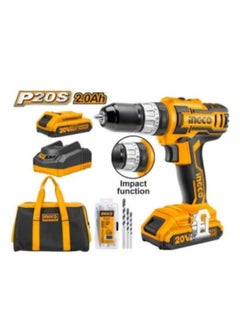 INGCO Cordless Impact Drill Yellow/Black 