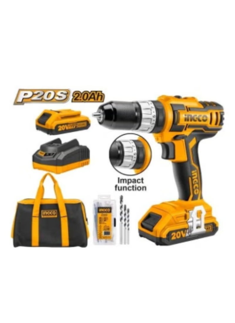 INGCO Cordless Impact Drill Yellow/Black 
