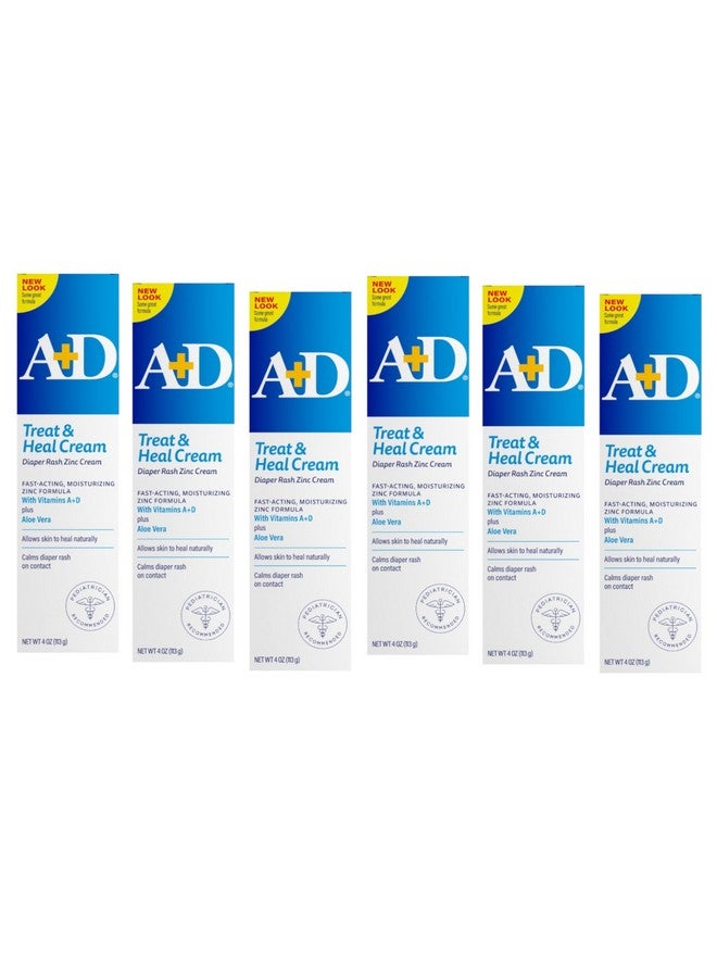 A + D مرهم A+D لعلاج وشفاء طفح الحفاضات بأكسيد الزنك، 4 أونصات (عبوة من 6) - Image 1