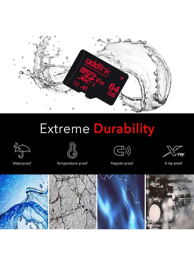 Superior Gaming MicroSDXC 64GB Memory Card with Adapter UHS-I, C10, U3, V30, A1, 4K Video, Up to 100MB/s, for Nintendo-Switch, Steam Deck, ROG Ally, Smartphones, Tablets