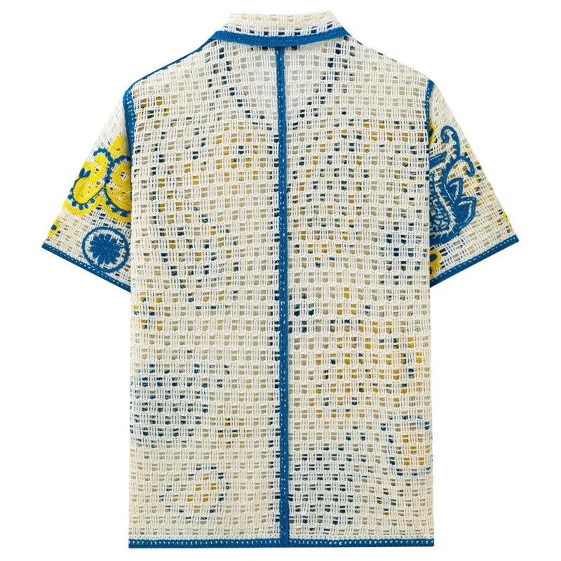 Men's Short Sleeve Knit Polo Shirt - Apricot - Image 3