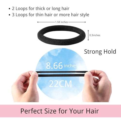 LuSeren 120PCS Black Hair Ties for Thick Hair – Seamless No Damage Elastic Ponytail Holders, Black Hair Band,Bulk Nylon Hair Elastics for Women - Image 2