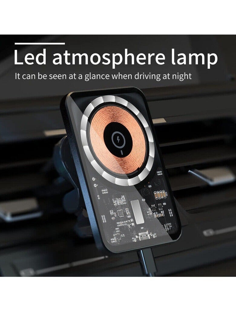 RECCI (RHO-C31) Mars Series Transparent Magnetic 15W Wireless Charging Car Holder - Image 2