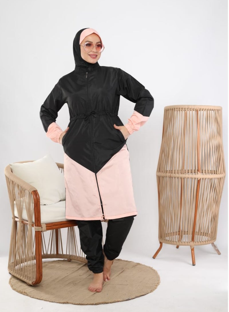 3 piece waterproof swimming suit for women with hijab-islamic swimsuit for women cover up-swimwear for muslim women-modest swimming suit for women-islamic burkini hijab .  - Image 3
