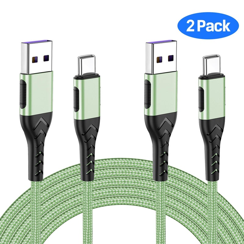Durcord USB C Cable, Upgarded 2Pack 6ft Fast USB Type C Charging Cable for Android/Phone/Pad/Laptop, Type C Charger Braided USB Cable Compatible withi Phone 16/15/Pro/Plus/Max/Sam.Sung-Green - Image 2