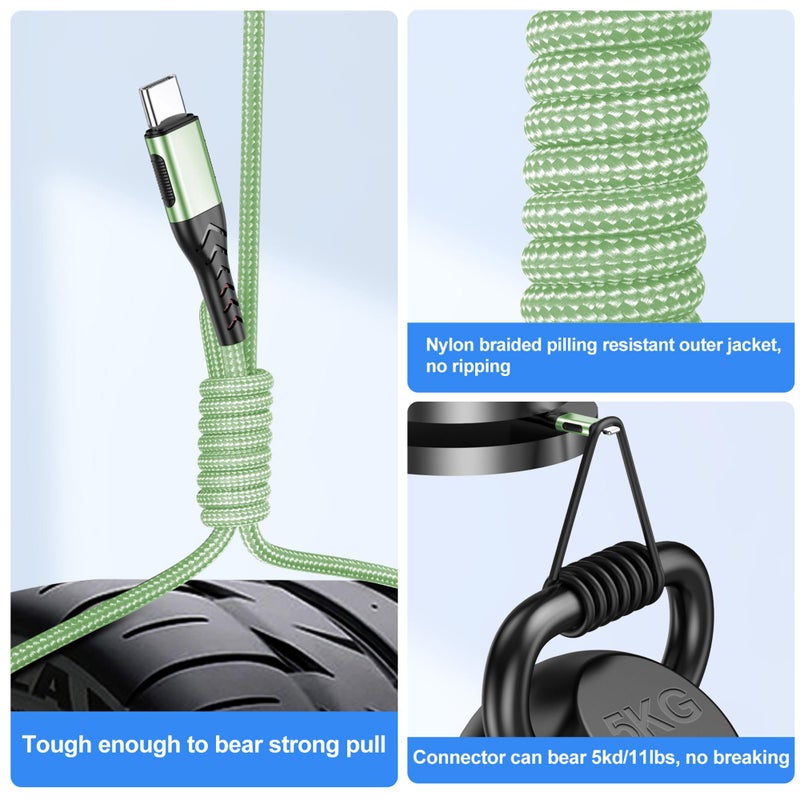 Durcord USB C Cable, Upgarded 2Pack 6ft Fast USB Type C Charging Cable for Android/Phone/Pad/Laptop, Type C Charger Braided USB Cable Compatible withi Phone 16/15/Pro/Plus/Max/Sam.Sung-Green - Image 4