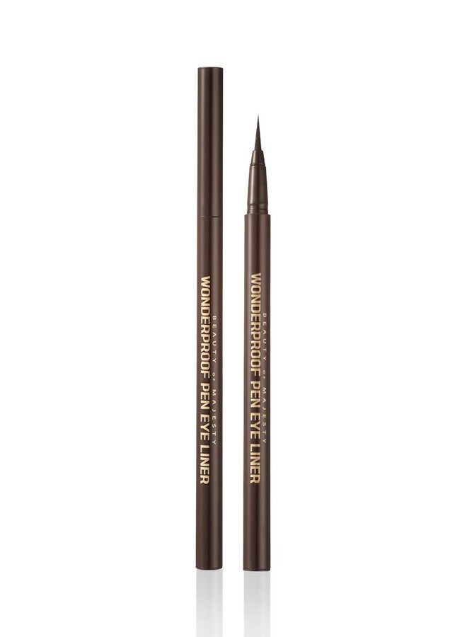 BOM COSMETICS Wonderproof Pen Eyeliner #02 Wonder Brown 0.6g liquid eyeliner with thin tip for a clear coloration, water & oil proof, paraben free, smudge-proof lines, Korean Makeup - Image 1