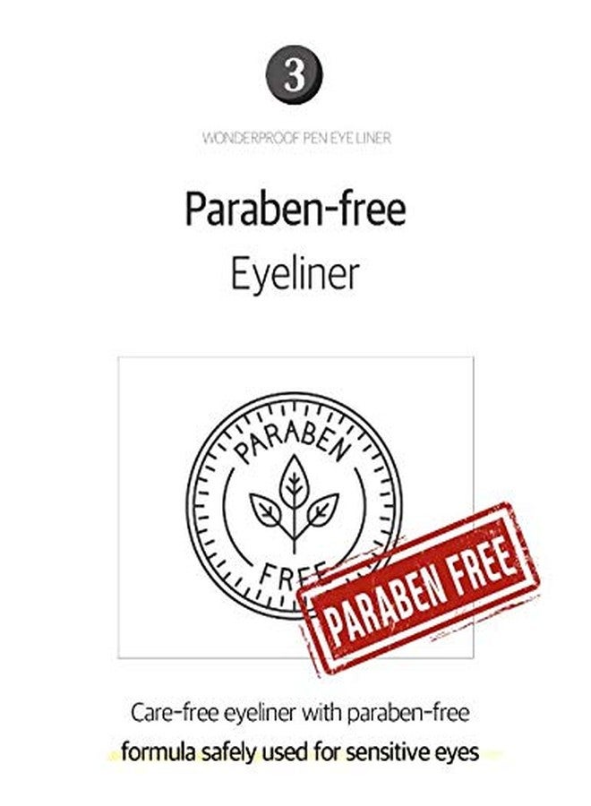 BOM COSMETICS Wonderproof Pen Eyeliner #02 Wonder Brown 0.6g liquid eyeliner with thin tip for a clear coloration, water & oil proof, paraben free, smudge-proof lines, Korean Makeup - Image 5