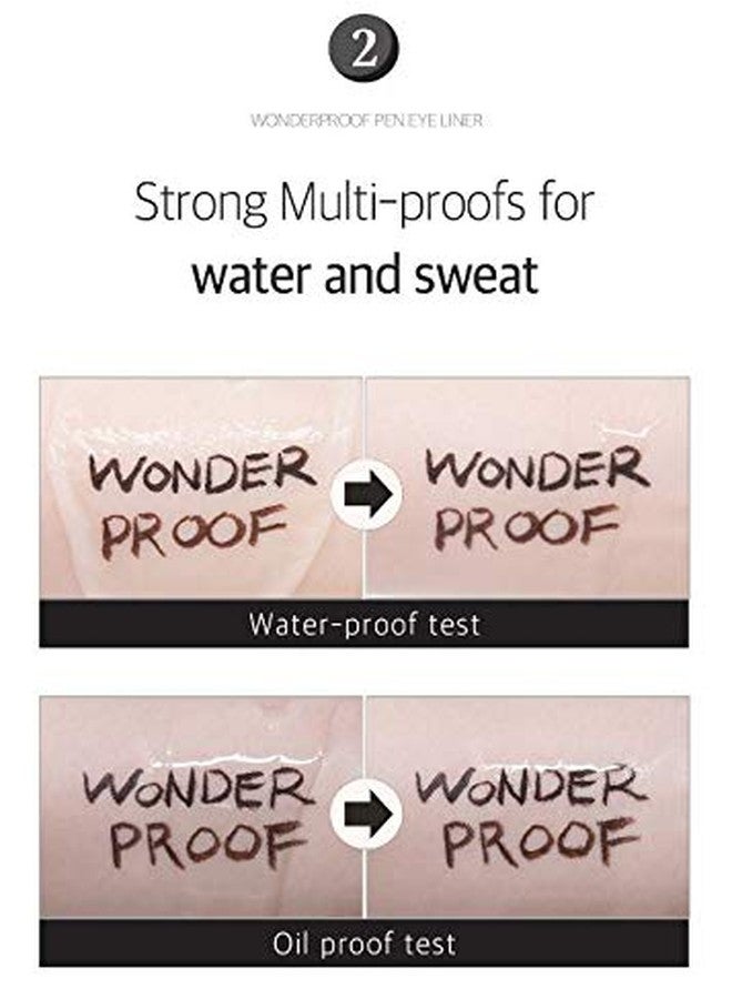 BOM COSMETICS Wonderproof Pen Eyeliner #02 Wonder Brown 0.6g liquid eyeliner with thin tip for a clear coloration, water & oil proof, paraben free, smudge-proof lines, Korean Makeup - Image 4
