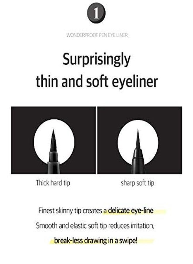 BOM COSMETICS Wonderproof Pen Eyeliner #02 Wonder Brown 0.6g liquid eyeliner with thin tip for a clear coloration, water & oil proof, paraben free, smudge-proof lines, Korean Makeup - Image 3