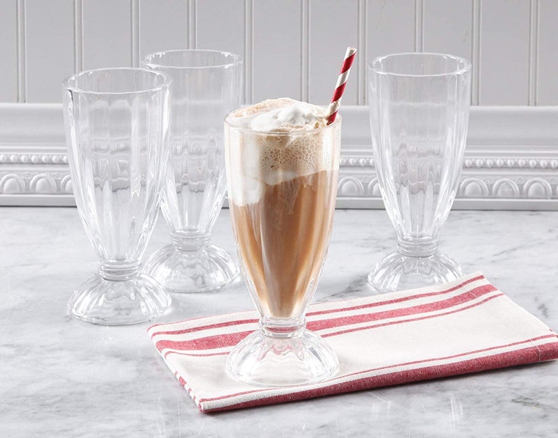 YZM YZM Jinelza 360ml Faluda Milkshake Glass Fountain Classic Glass for Ice Cream Coco Cocktail Desert Decoration American Diner Style Fountain Long Tall Smoothie Fruit Juice GlassSAT of 6  - Image 3