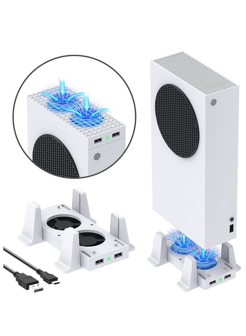 Cooling Fan Mount For Xbox Series S Consoles, Dual High-Speed Cooling Fans and Dock Attachment, Two Mounting Options For Fans, Three Adjustable Speeds and Two Additional USB Ports  - Image 1